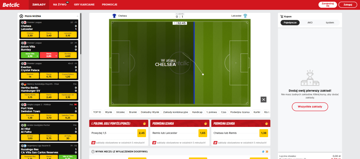Zakłady na żywo w Betclic.